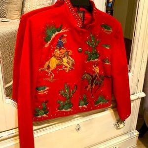 Vintage western wool rodeo jacket. Will pair well with a skirt or jeans.